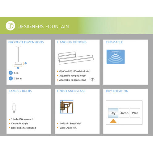 Uptown 1 Light 6 inch Old Satin Brass Mini Pendant Ceiling Light